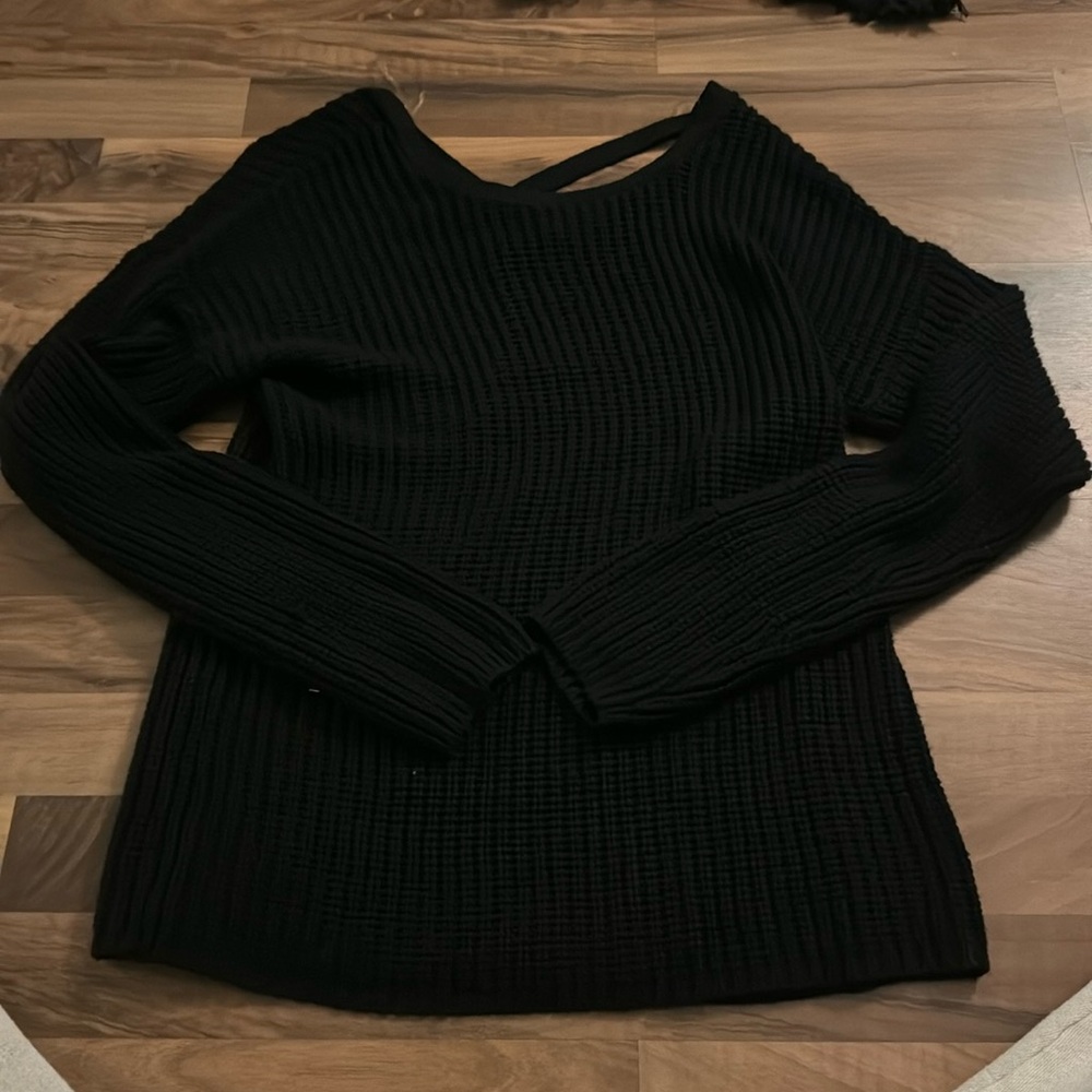 Black knit cross back sweater